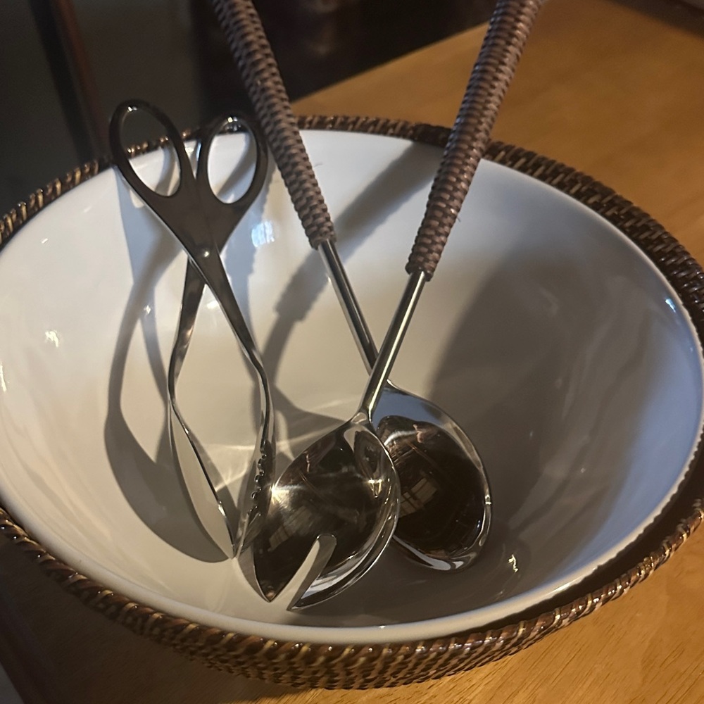Williams Sonoma White and Brown Serveware Set
